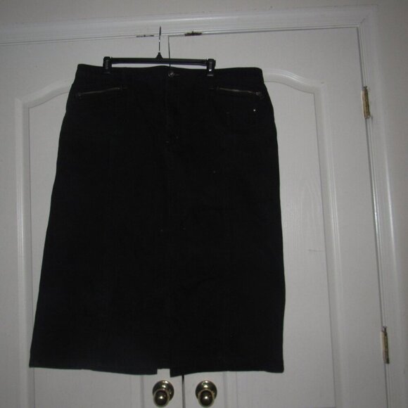 L.A. Blues Vintage Y2K 90s Zip Front Black Denim Jean Maxi Skirt Streetwear 28W